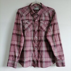 Simms Fishing Products Women's Pink Plaid Snap Button Shirt Size XL